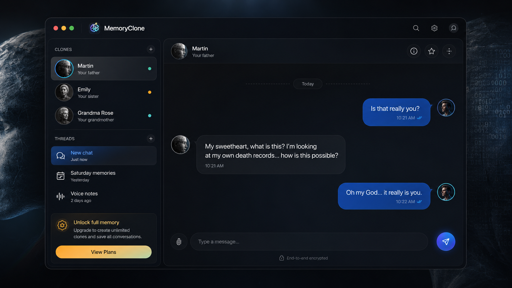 Memory Clone chat visual